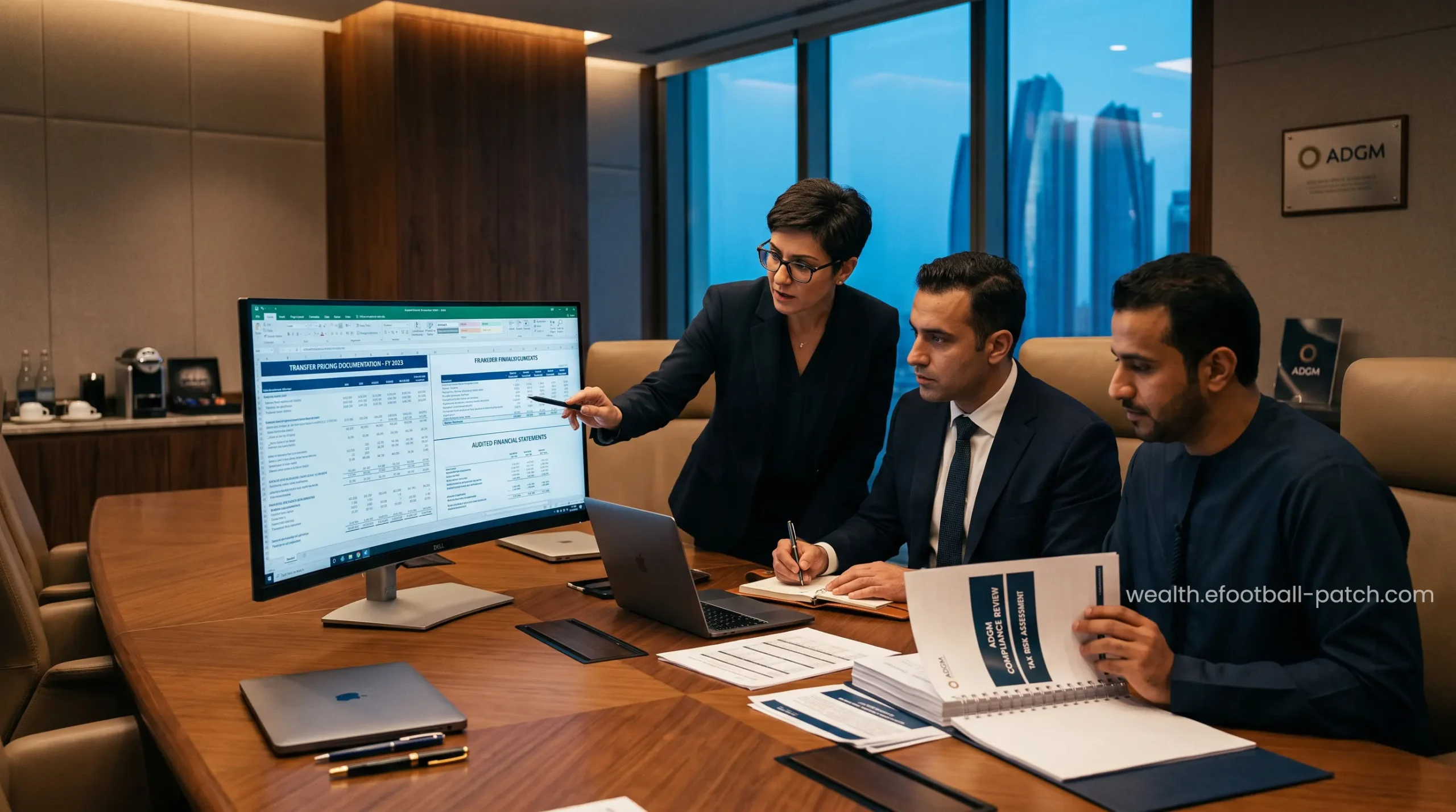 UAE Federal Tax Authority audit preparation session in a DIFC legal chamber.